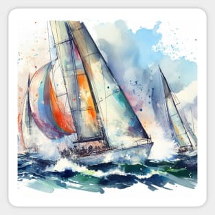 Abstract looking illustration of a sailboat race Sticker